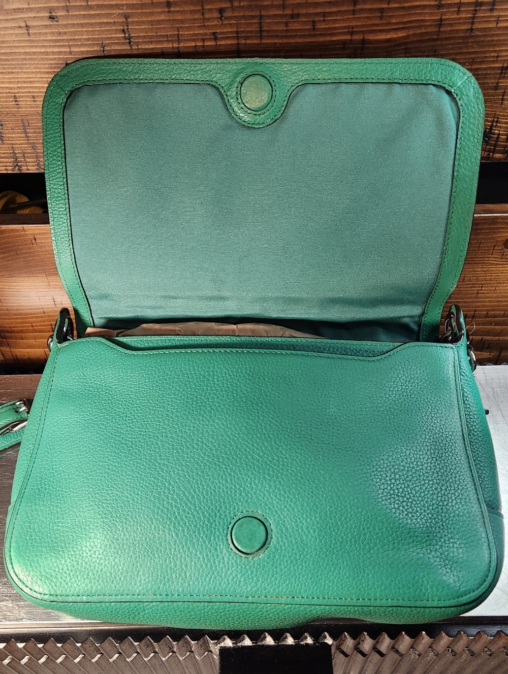 Green Crossbody Coach Bag with Horse & Carriage - Picture 10 of 17